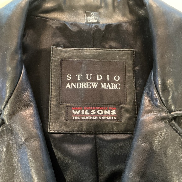 Studio Andrew Marc Wilsons Women S  Black Leather Blazer Jacket Butter Soft Glam - Picture 6 of 8